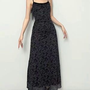 Elegant Black Floral Maxi Dress